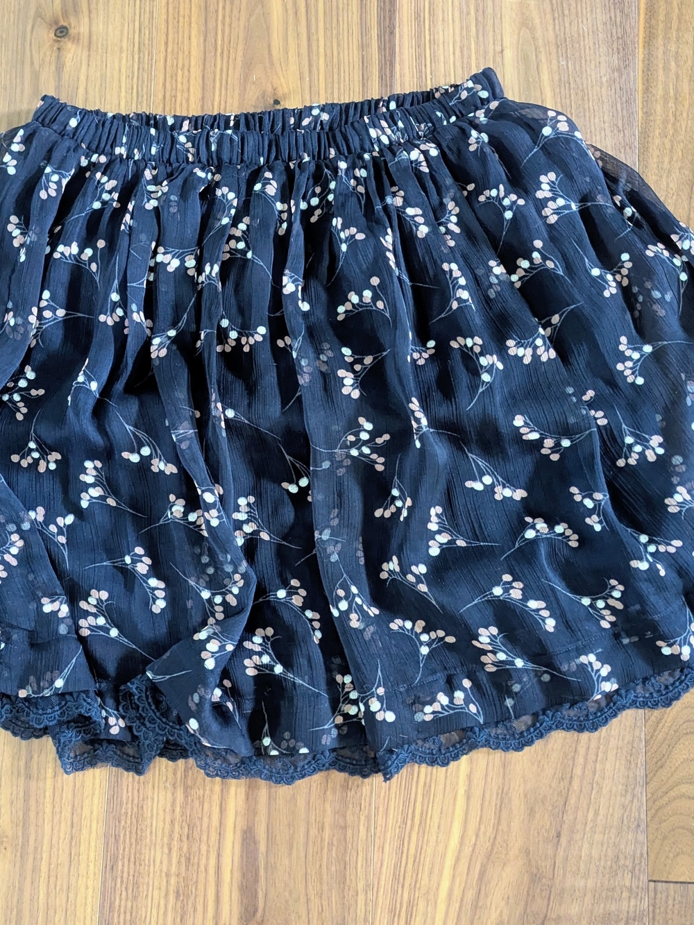 Skies Are Blue Navy Floral A-Line Mini Skirt
